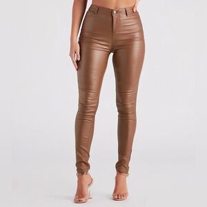 Brown Straight-Leg Pants